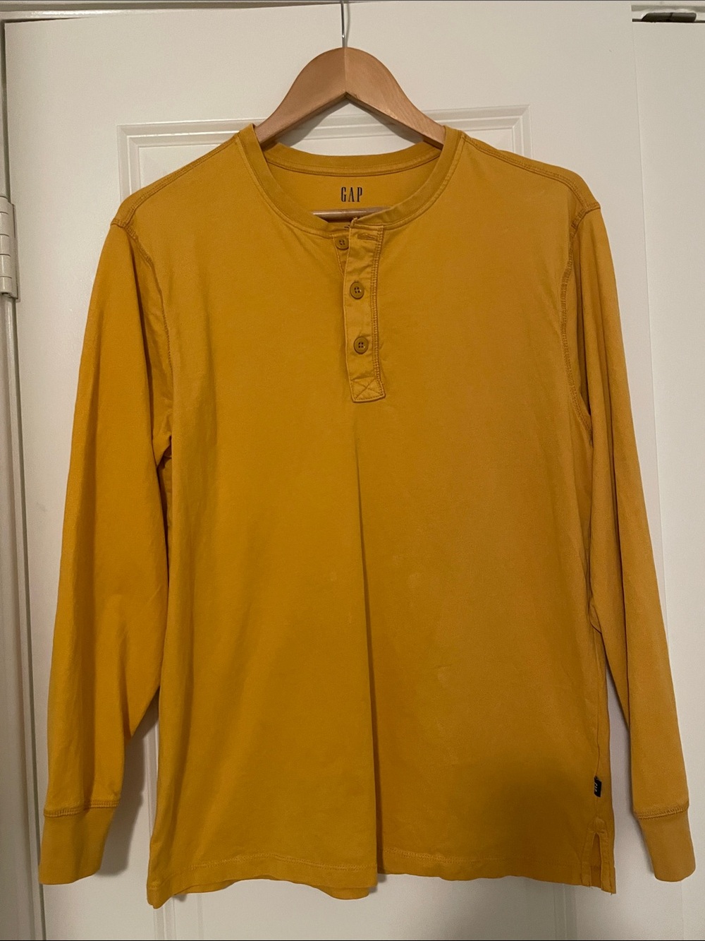 GAP Men's Golden Yellow Long-Sleeve Henley